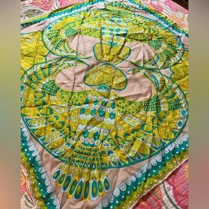 Vintage Lancôme green yellow abstract style scarf